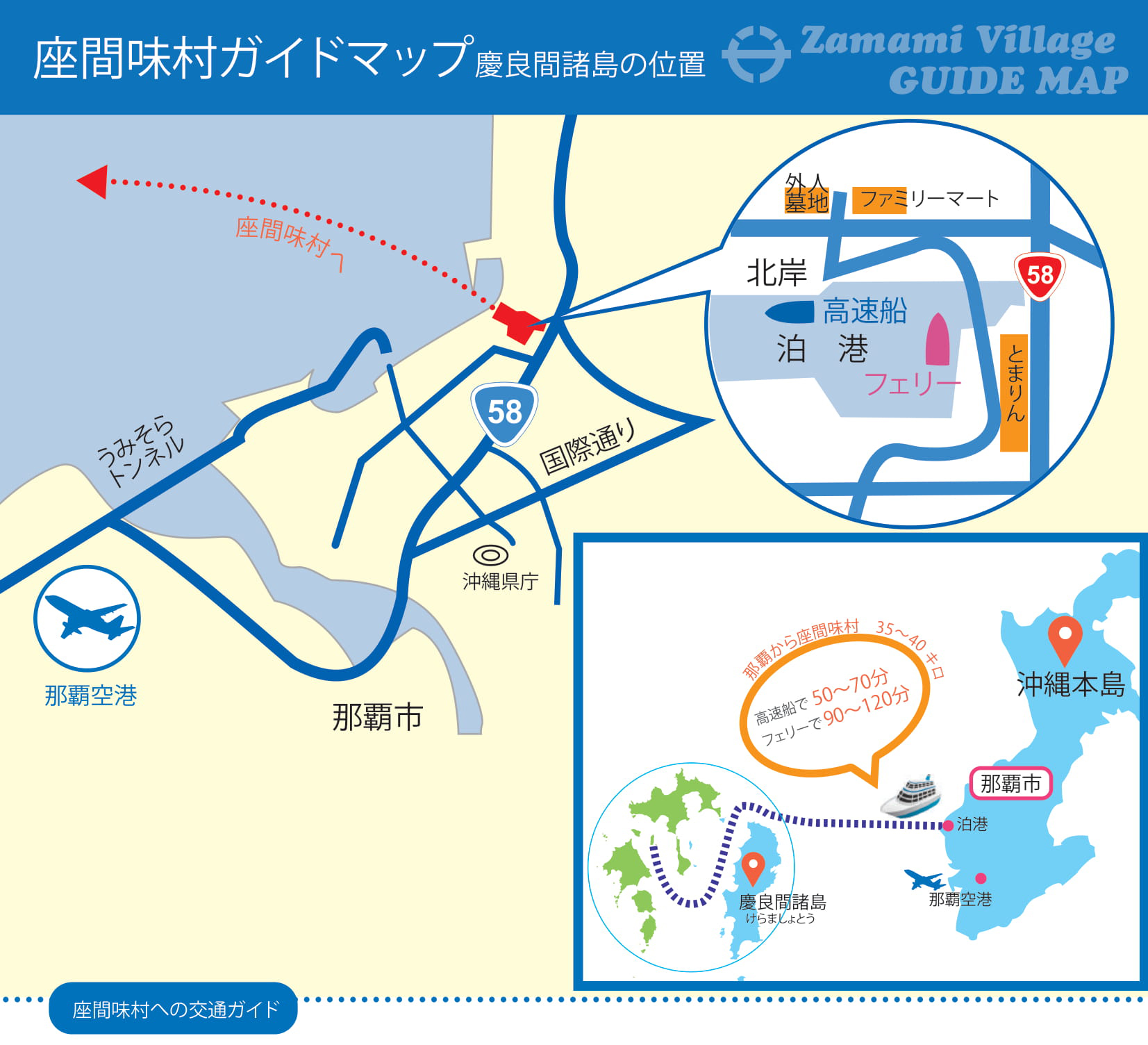 座間味村ガイドブック　慶良間諸島の位置